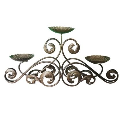 Antique Wrought Iron 3 Arm Candle Holder