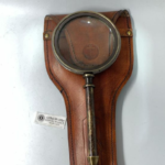 Antique Magnifying Etching Style Solid Brass Large Magnifying Glass in Leather Cover