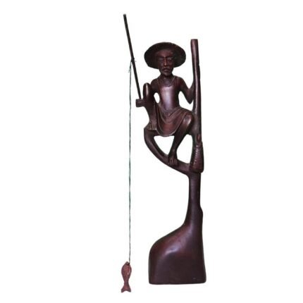 Antique Display Panel Wooden figurine of fisherman made in Sirlanka