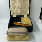 Antique  Victorian Brush With original Box Silver Hand plated - UK