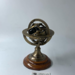 Antique Zodiac Armillary Brass Sphere Globe Wooden Base