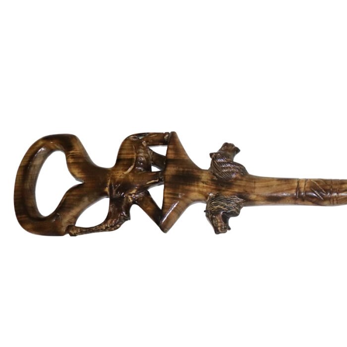 ⁦Antique 1960's Style Elephant and Lions Walking Hiking Stick⁩ - الصورة ⁦2⁩