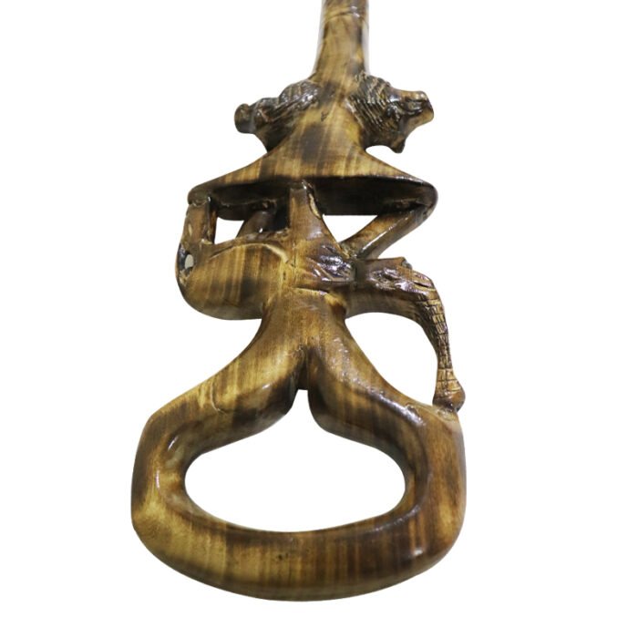 ⁦Antique 1960's Style Elephant and Lions Walking Hiking Stick⁩ - الصورة ⁦3⁩