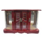 Antique Wooden Musical Jewellery Wardrobe Box with Glass Doors