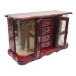 Antique Wooden Musical Jewellery Wardrobe Box with Glass Doors - الصورة 3