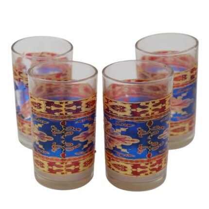 Antique old red-blue cups 4pc
