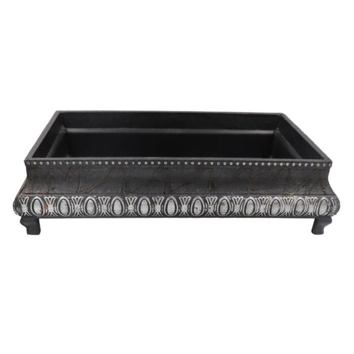 ⁦Antique old wooden bowel silver and black⁩ - الصورة ⁦1⁩