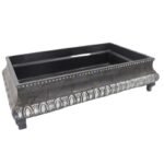 Antique old wooden bowel silver and black - الصورة 2