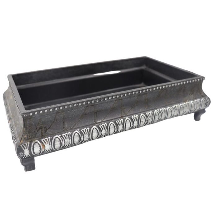 ⁦Antique old wooden bowel silver and black⁩ - الصورة ⁦2⁩