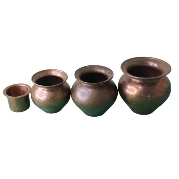 ⁦Antique pots & pan brown 4 pcs bowl set⁩ - الصورة ⁦1⁩