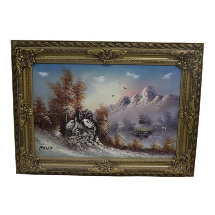 ⁦Hand painted art painting with an old wooden fram⁩ - الصورة ⁦2⁩