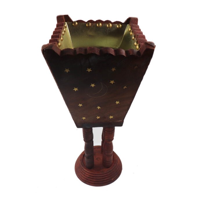 ⁦Handmade 4 pillar Stand Wooden Incence Burner⁩ - الصورة ⁦2⁩
