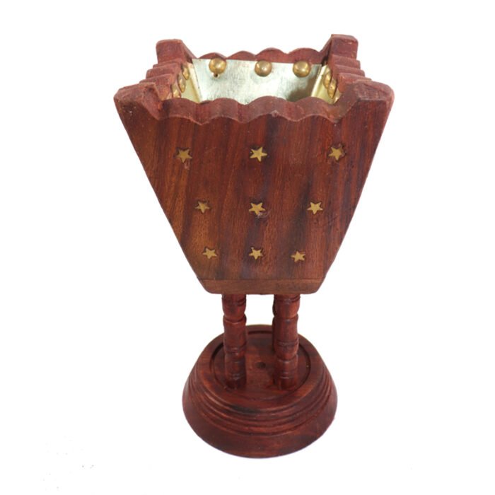 ⁦Handmade 4 pillar Stand Wooden Incence Burner⁩ - الصورة ⁦3⁩