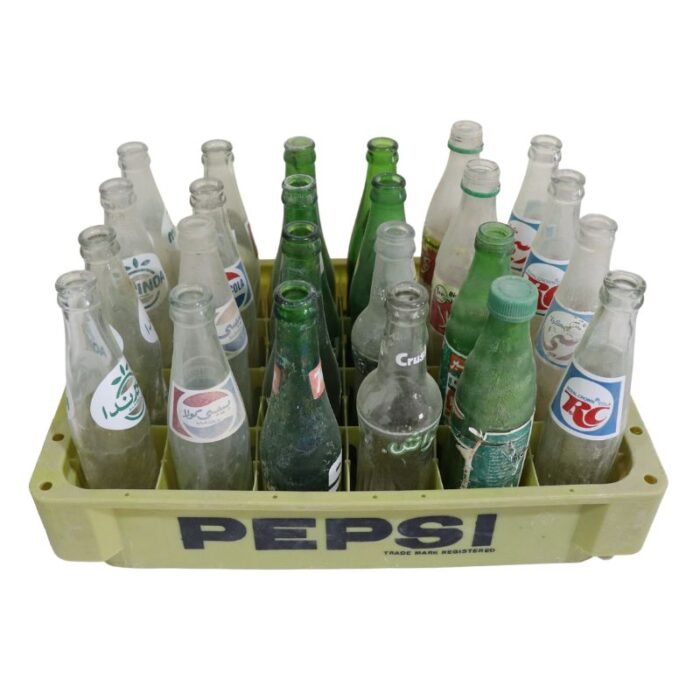 ⁦Vintage 24pc Soft Cool Drink Bottles Set with Tray⁩ - الصورة ⁦2⁩