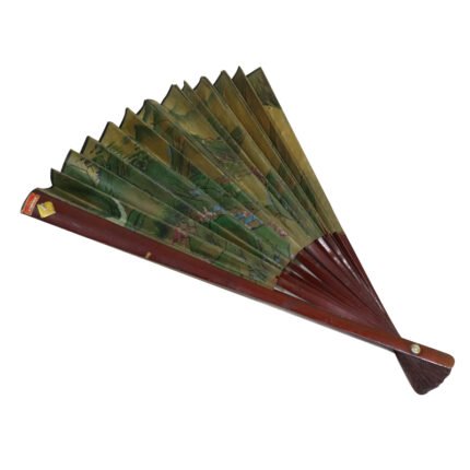 Vintage Wood Paper Large Hand Folding Fan