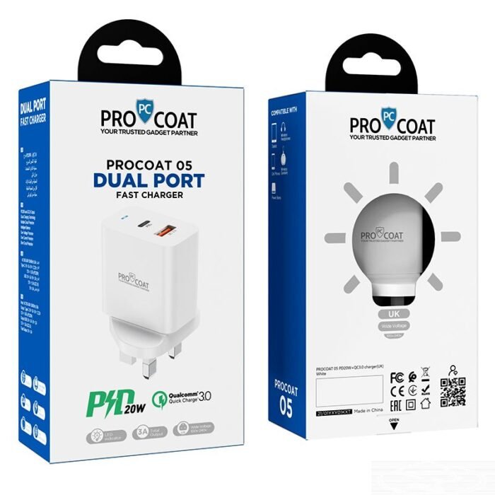 ⁦ProCoat 20W PD + 3.0 USB Fast Charger⁩ - الصورة ⁦1⁩