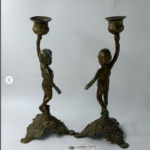 Antique Metal Baby Candle Holder set