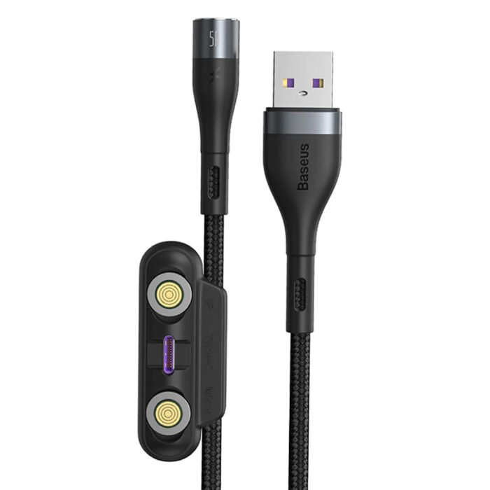 ⁦BASEUS ZINC MAGNETIC MICRO+TYPE C+LIGHTNING USB CABLE⁩ - الصورة ⁦2⁩