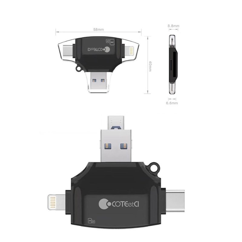 ⁦Coteetci CS5132 4 IN 1 CARD READER(SD/TF)⁩ - الصورة ⁦1⁩