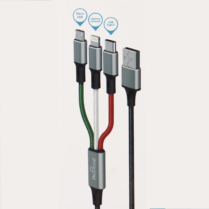 ⁦ProCoat 3 In 1 USB Charging Cable⁩ - الصورة ⁦1⁩