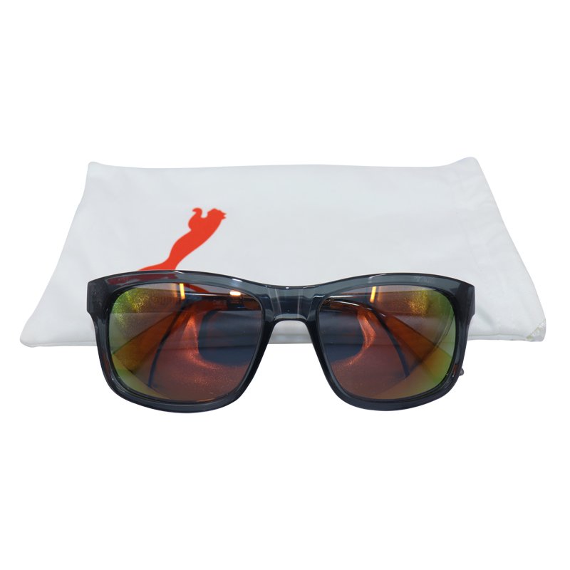 ⁦PUMA FOUNDATION V1 PU0010S 004 56 GRAY ORANGE SUNGLASS⁩ - الصورة ⁦1⁩
