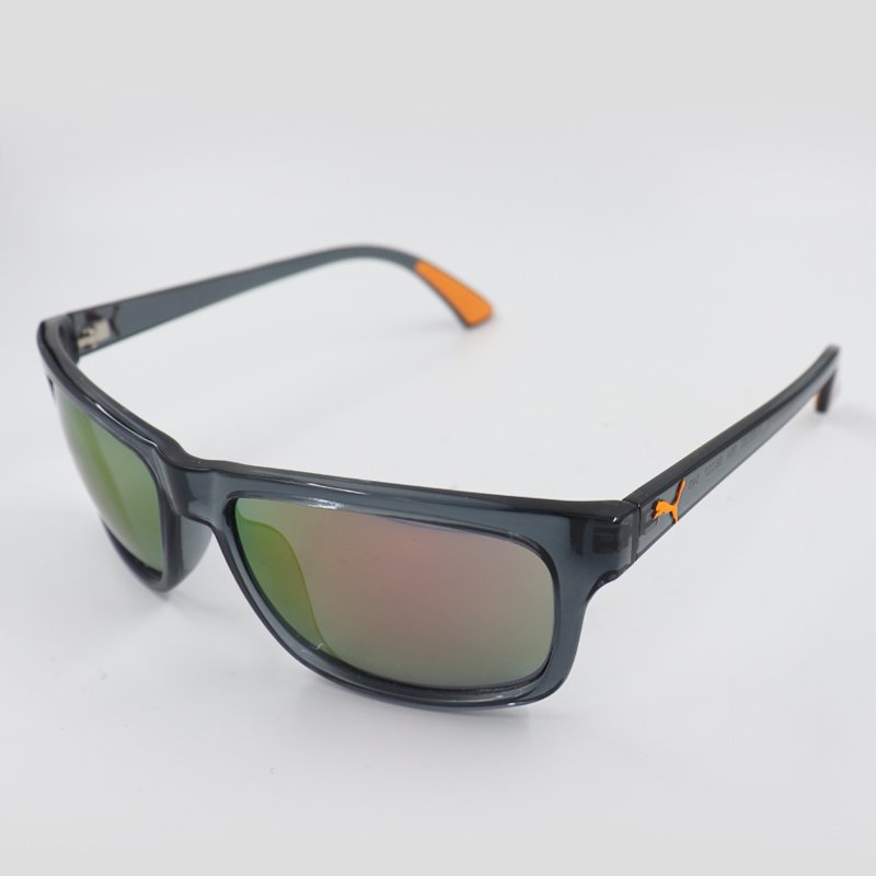 ⁦PUMA FOUNDATION V1 PU0010S 004 56 GRAY ORANGE SUNGLASS⁩ - الصورة ⁦2⁩
