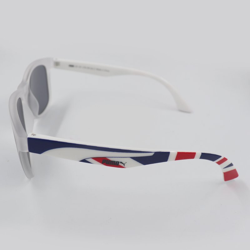 ⁦PUMA GO TEAM PU0012S 006 WHITE BLUE CRYSTAL SUNGLASS⁩ - الصورة ⁦3⁩