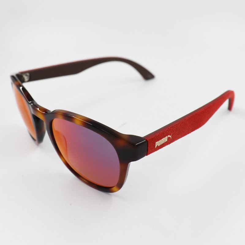 ⁦PUMA SUEDE PU0042S 004 49 RED SUNGLASS⁩ - الصورة ⁦2⁩