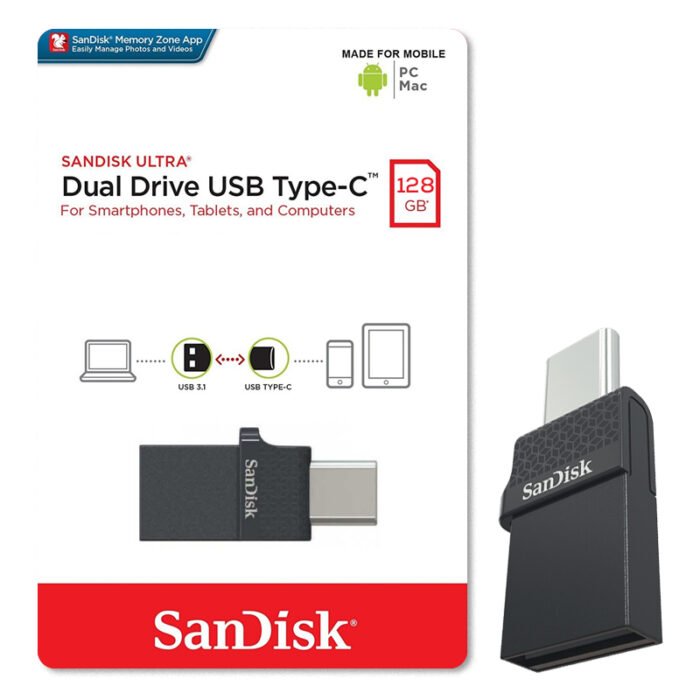 ⁦SANDISK TYPE C MINI FLASH DRIVE 128 GB⁩ - الصورة ⁦1⁩