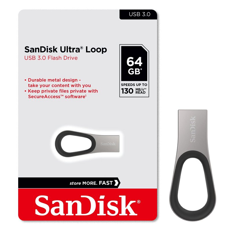 products-sandisk_ultra_loop_usb_3.0_flash_64_gb.jpg SANDISK ULTRA LOOP USB 3.0 FLASH 64 GB - الصورة 1