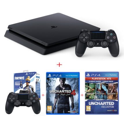 SONY PS4 500GB + 2 Games CD + DUALSHOCK BLACK FORTNITE VOUCHER JOYSTICK PLAY STATION