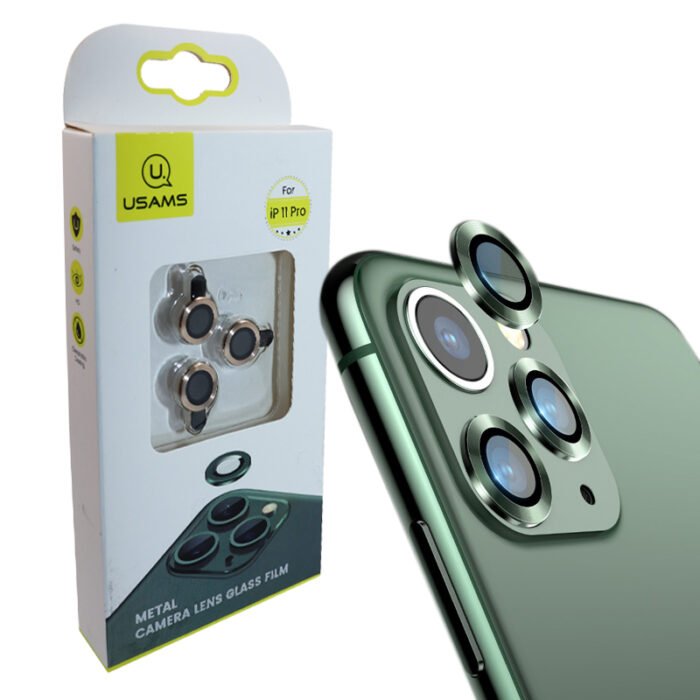 ⁦USAMS Iphone 11 Pro Metal Camera Lens Glass Film⁩ - الصورة ⁦1⁩