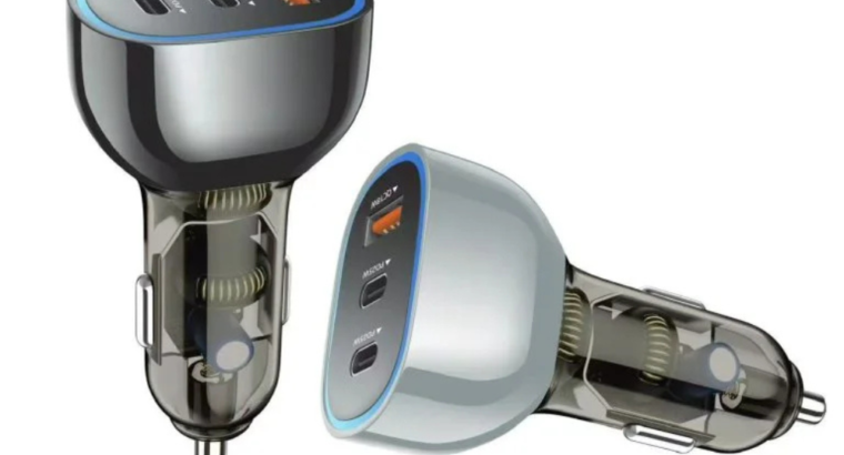 شاحن سيارة ناين الترا 65 وات – 3 منافذ (USB + USB-
