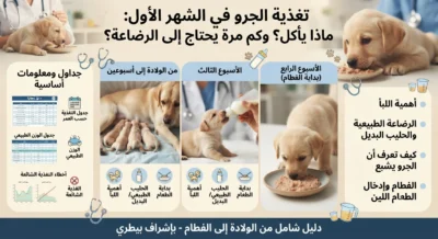 تغذية الجرو في الشهر الأول: ماذا يأكل؟ وكم مرة يحتاج إلى الرضاعة؟